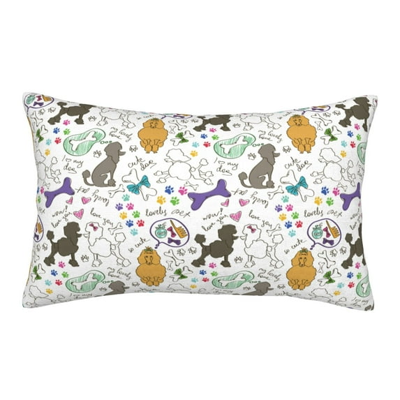Hirioo Colorful Poodle Dog for Plush Pillow Cover for Bedroom and Living Room ,Elegant, Comfortable Home Decor-16"x24"