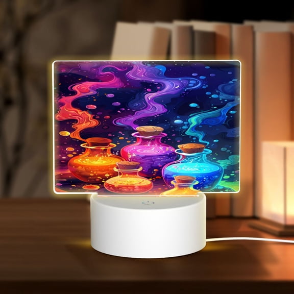 Hirioo Colorful Potion Bottles Magic for Rectangular Acrylic with Night Light Best Gifts for Lover Girl Mom, Valentine's Day Anniversary Birthday Wedding Present