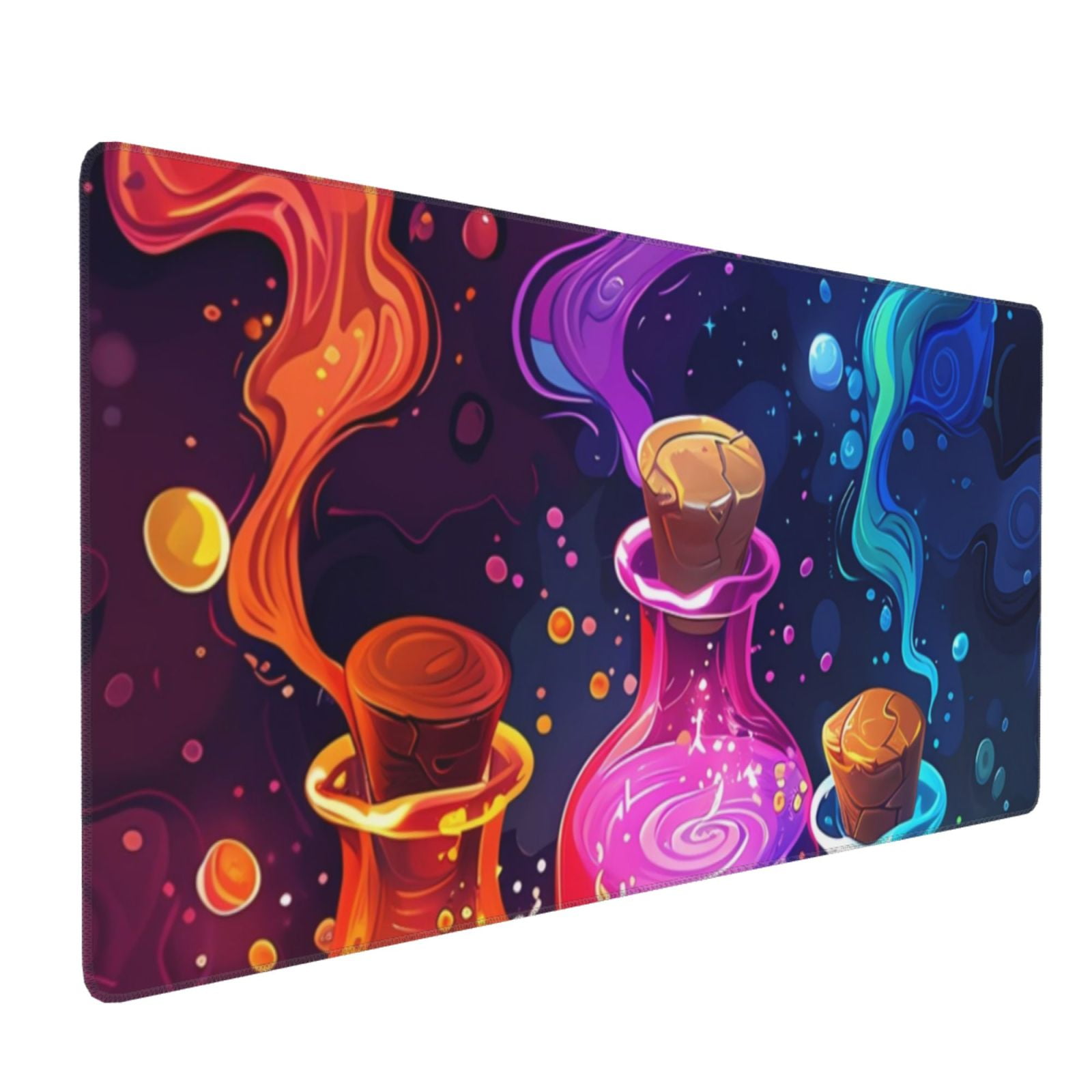 Hirioo Colorful Potion Bottles Magic for Mouse Pad ,Anti-Slip Base, Durable Stitched Edges, Perfect for Gaming, Office, and Home Use,16x35.5in