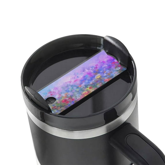 Hirioo Colorful Purple Cosmos Flower for Stanley Cup Lid Nameplate Personalized Acrylic Nameplate Tumbler Lid Topper(30oz , 40oz)