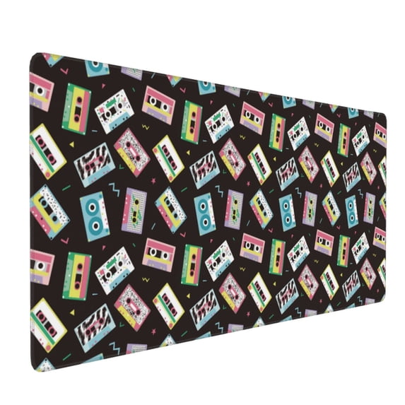 Hirioo Colorful Retro Tape for Mouse Pad ,Anti-Slip Base, Durable Stitched Edges, Perfect for Gaming, Office, and Home Use,16x35.5in