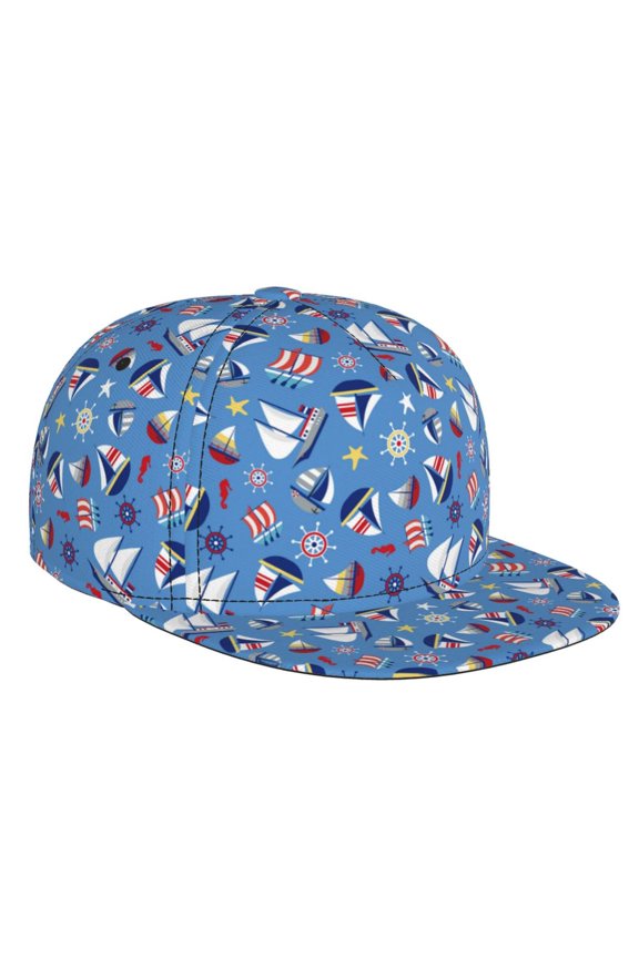 Colorful Sailing Ship for Baseball Cap Men Cap Flat Brim for Men Women Teens Adjustable Baseball Cap