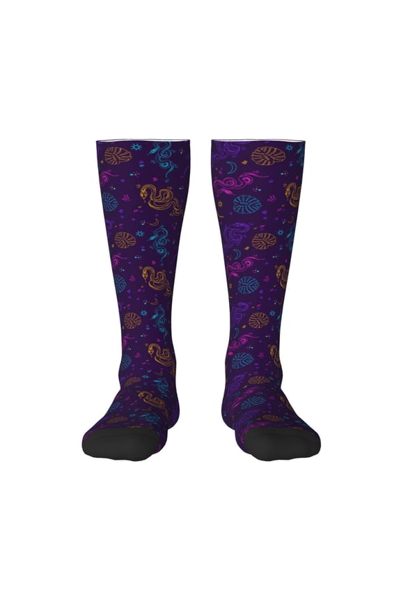 Colorful Snake for Adult Stockings Breathable Sock Non-Pilling,Contrasting Color Design