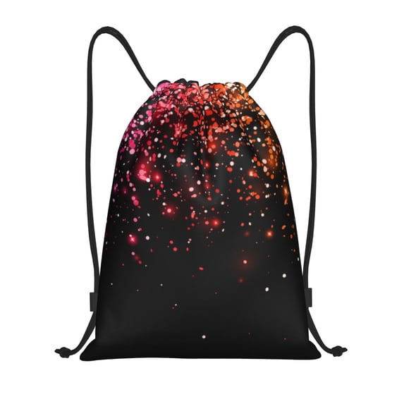 Hirioo Colorful Sparkling Print Drawstring Backpack Bag Sport Versatile Sports Backpack for Gym, Travel, Swimming, Beach