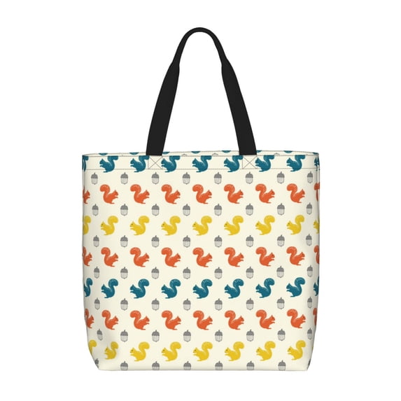 Hirioo Colorful Squirrel for Tote Bag for Women, Quilted Shoulder Bag with Zipper, Large Capacity Handbags for Casual, Travel, Work
