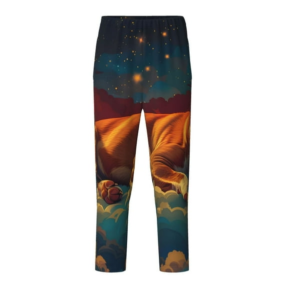 Hirioo Colorful Starry Sky Sleep Dog for Teenagers' Pajama Pants Womens Lounge Pants with Pockets Pj Bottoms Pants for Men-Medium