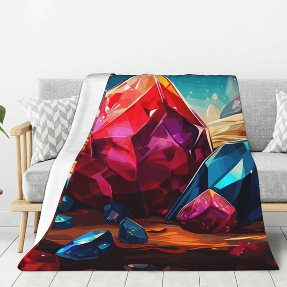 Hirioo Colorful Stone World for Flannel Blanket, Cozy and Warm Throw for Bed or Couch ,Perfect for All Seasons-50"x40"