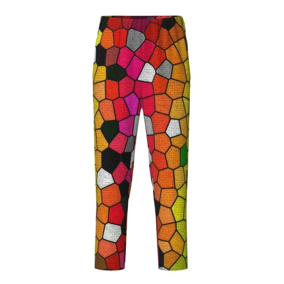 Hirioo Colorful Tie Dye Stained Glass 1 for Teenagers' Pajama Pants Womens Lounge Pants with Pockets Pj Bottoms Pants for Men-XS(5-6)