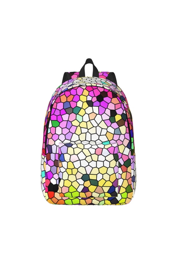 Colorful Tie Dye Stained Glass 3 Canvas Backpack, Durable Travel Backpack with Multiple Compartments,Large Capacity, Backpack for School, Hiking, Work