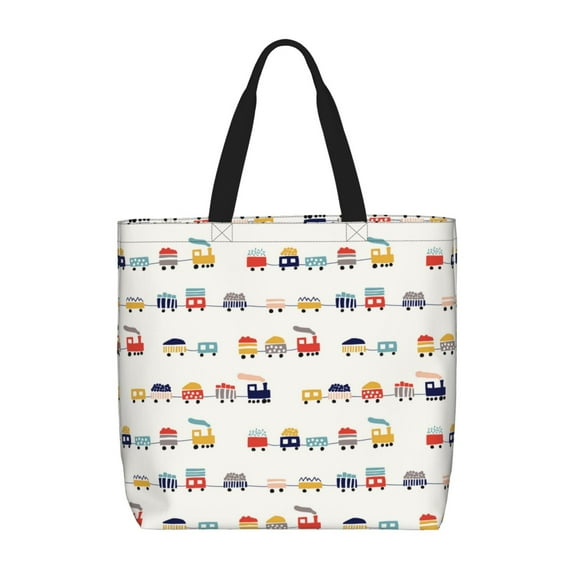 Hirioo Colorful Trains for Tote Bag for Women, Quilted Shoulder Bag with Zipper, Large Capacity Handbags for Casual, Travel, Work