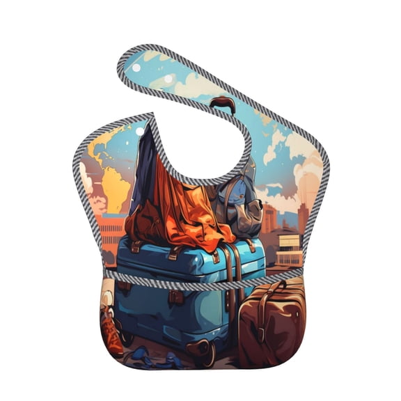 Hirioo Colorful Travel Luggage Gear for Baby Waterproof Pocket Bib Adjustable Closed for Babies Toddlers with Large Pocket 6-24Months