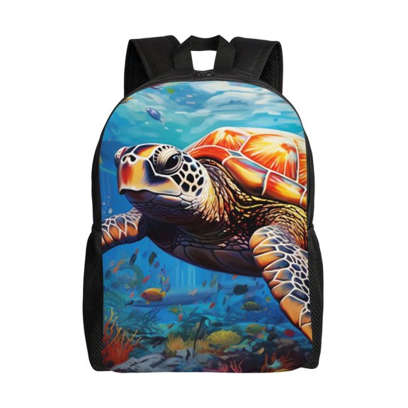 Hirioo Colorful Underwater Sea Turtle for Travel Backpack for Women Men, Lightweight and Durable,Gift for Weekender, College, Work,and Outdoor Activities