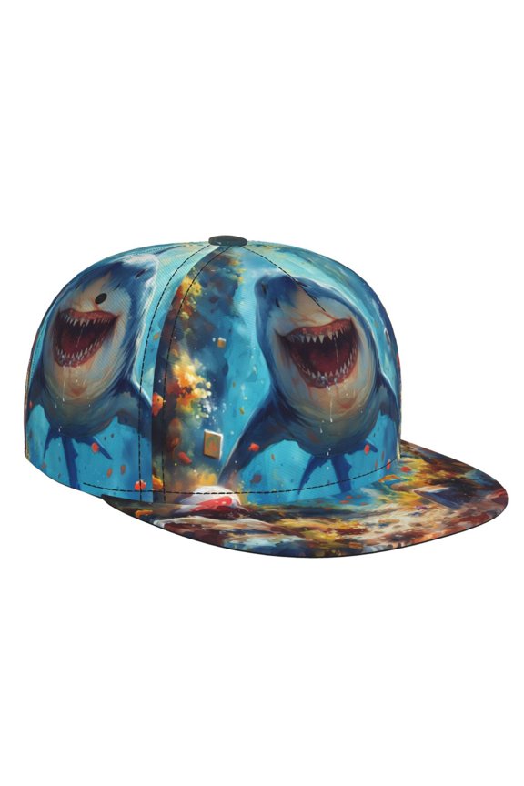 Colorful Underwater Shark for Baseball Cap Men Cap Flat Brim for Men Women Teens Adjustable Baseball Cap