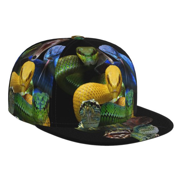 Hirioo Colorful Viper Snake for Baseball Cap Men Cap Flat Brim for Men Women Teens Adjustable Baseball Cap