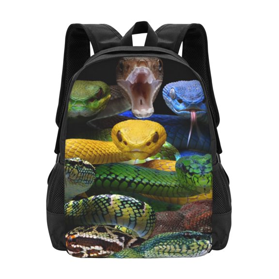 Hirioo Colorful Viper Snake for Minimalist Backpack Large Capacity Backpack Travel Backpack For School