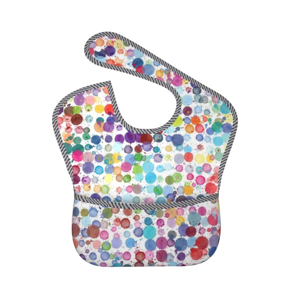 Hirioo Colorful Watercolor Dots for Baby Waterproof Pocket Bib Adjustable Closed for Babies Toddlers with Large Pocket 6-24Months