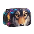 thumbnail image 1 of Hirioo Colorful Wolf Head for Large Grid Mesh Pencil Case with Zipper Stationery Organizer Case, 1 of 7