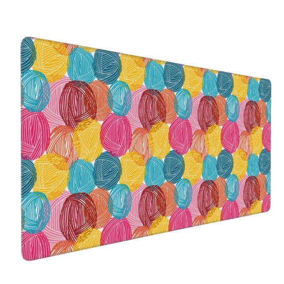 Hirioo Colorful Wool Balls for Mouse Pad ,Anti-Slip Base, Durable Stitched Edges, Perfect for Gaming, Office, and Home Use,16x35.5in