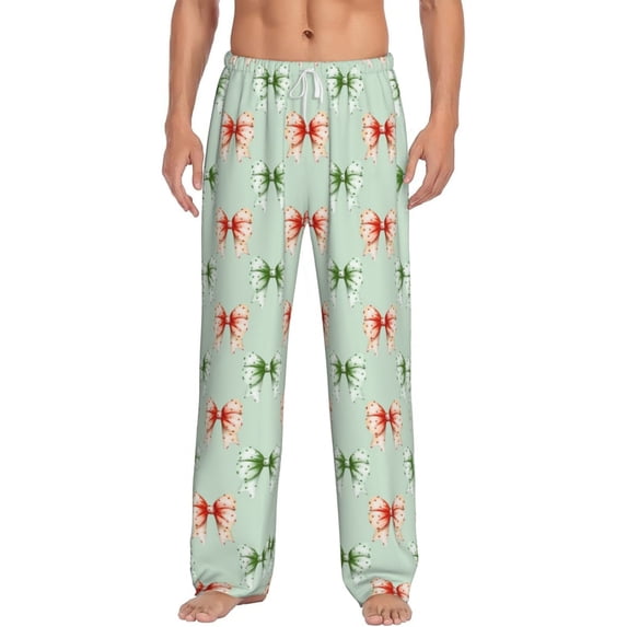Hirioo Colorful polka dots bow for Women's PJ Pajama Pants Sleep Pants Women's Home Trousers with Pockets,S-3XL-3X-Large
