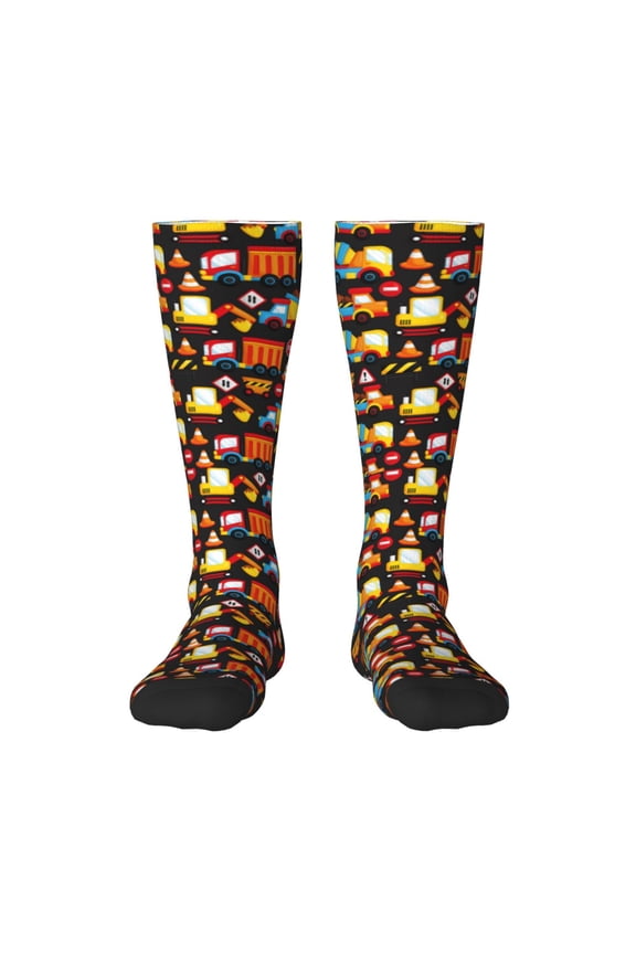 Construction Truck for Adult Stockings Breathable Sock Non-Pilling,Contrasting Color Design