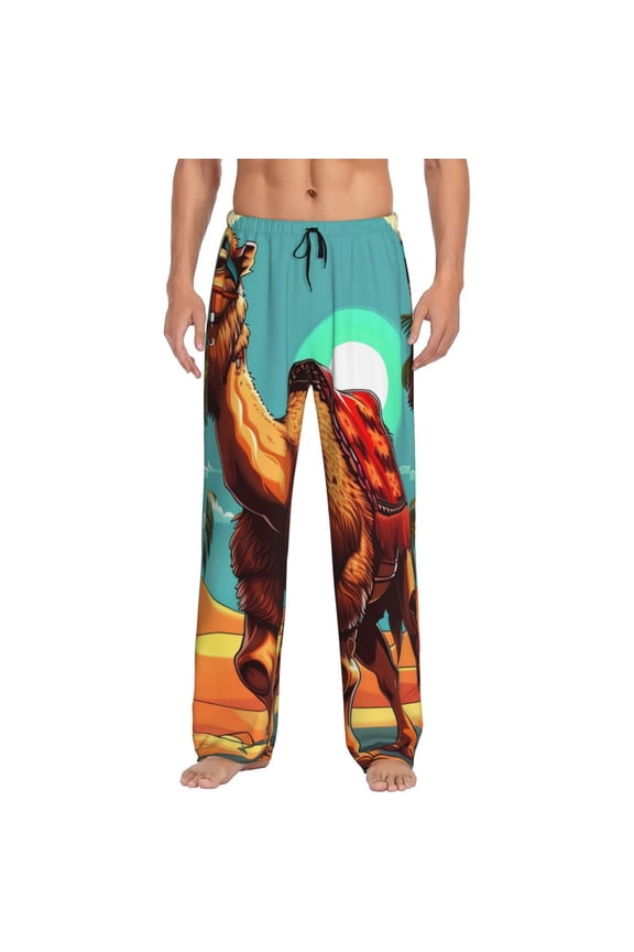 Cool Camel Oasis Vibes for Men's PJ Pajama Pants Sleep Pants Men's Home Trousers with Pockets,S-3XL-Medium