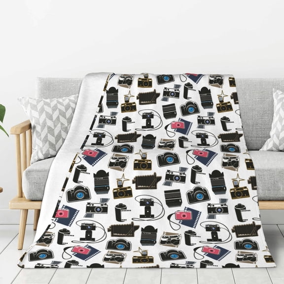 Hirioo Cool Camera for Flannel Blanket, Cozy and Warm Throw for Bed or Couch ,Perfect for All Seasons-60"x50"