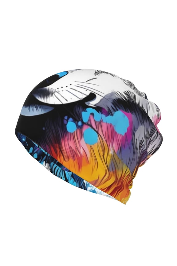Cool Colorful Wolf for Multifunction Beanie Hat for Men and Women Unisex for Winter Sports, Outdoor Activities, and Daily Wear