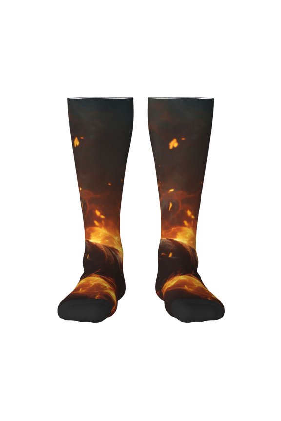 Cool Fire Man for Adult Stockings Breathable Sock Non-Pilling,Contrasting Color Design