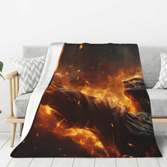 Hirioo Cool Fire Man for Flannel Blanket, Cozy and Warm Throw for Bed or Couch ,Perfect for All Seasons-50"x40"