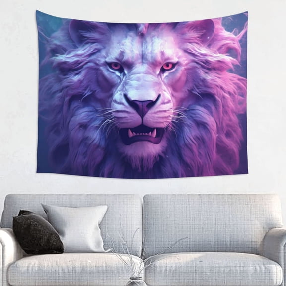 Hirioo Cool Lion Head Print Tapestry Lightweight Fabric for Bedroom Aesthetic Home Wall Dorm Dcor Living Room Decor 29x37 Inch