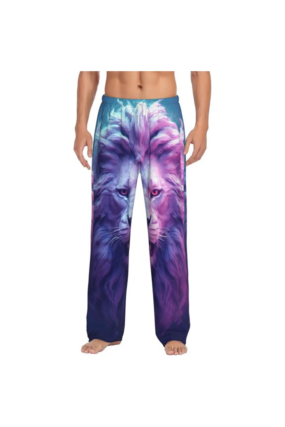 Cool Lion Head for Men's PJ Pajama Pants Sleep Pants Men's Home Trousers with Pockets,S-3XL-Large