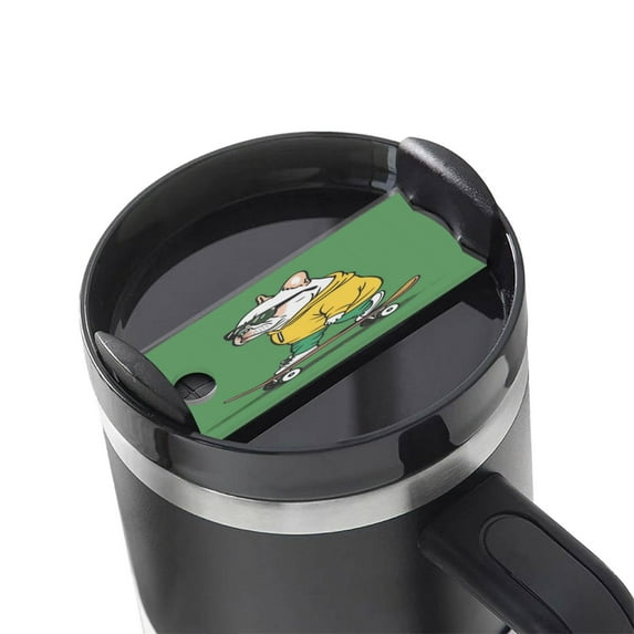 Hirioo Cool Skateboarding Bulldog for Stanley Cup Lid Nameplate Personalized Acrylic Nameplate Tumbler Lid Topper(30oz , 40oz)