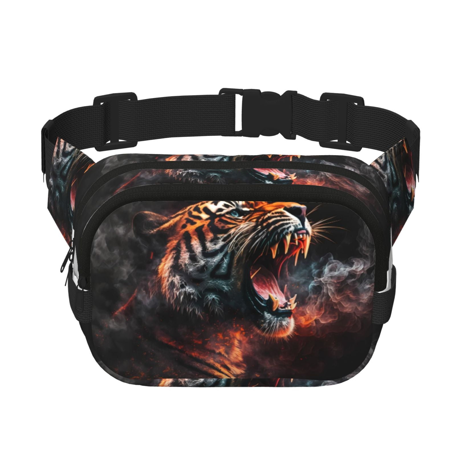 Hirioo Cool Tiger for Double Layer Waist Bag Adjustable Fanny Pack For Travel Running Hiking