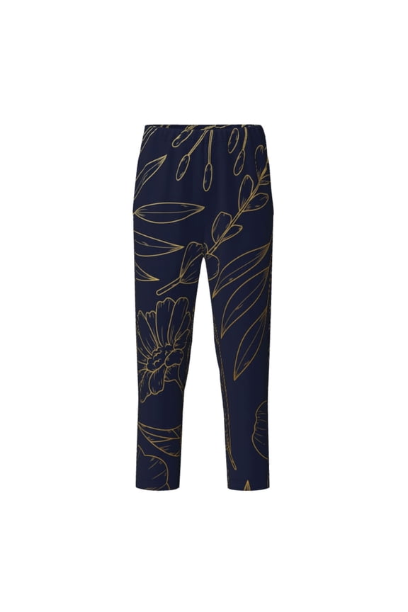 Copper-Gold Gloss Outline Flower for Teenagers' Pajama Pants Womens Lounge Pants with Pockets Pj Bottoms Pants for Men-XS(5-6)