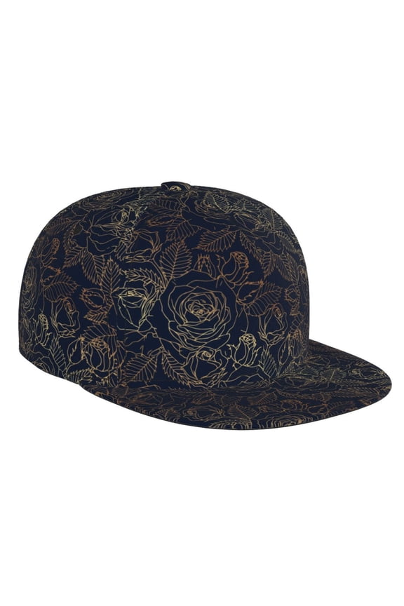Copper-Gold Gloss Outline Rose for Baseball Cap Men Cap Flat Brim for Men Women Teens Adjustable Baseball Cap