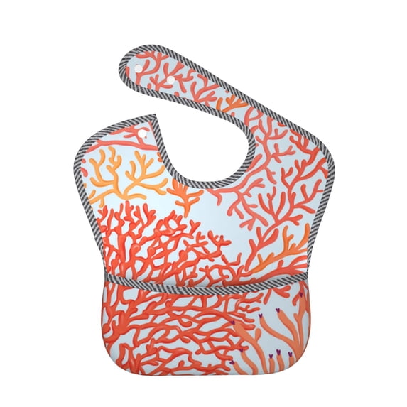 Hirioo Corals for Baby Waterproof Pocket Bib Adjustable Closed for Babies Toddlers with Large Pocket 6-24Months