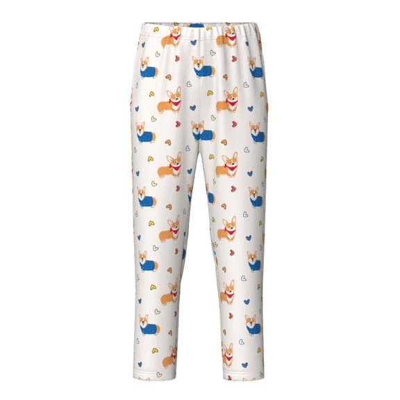 Hirioo Corgi Dog And Heart for Teenagers' Pajama Pants Womens Lounge Pants with Pockets Pj Bottoms Pants for Men-Medium