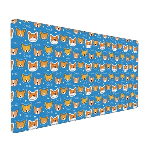 Hirioo Corgi Dog Face for Mouse Pad ,Anti-Slip Base, Durable Stitched Edges, Perfect for Gaming, Office, and Home Use,16x35.5in