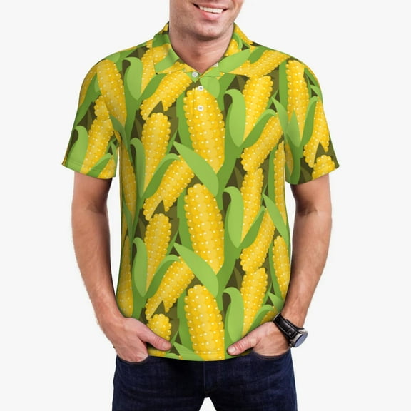 Hirioo Corn 1 for Men’s Polo Shirts Quick Dry Short Sleeve Golf T Shirt Performance Moisture Wicking Casual Workout,Sizes S-4XL-Small