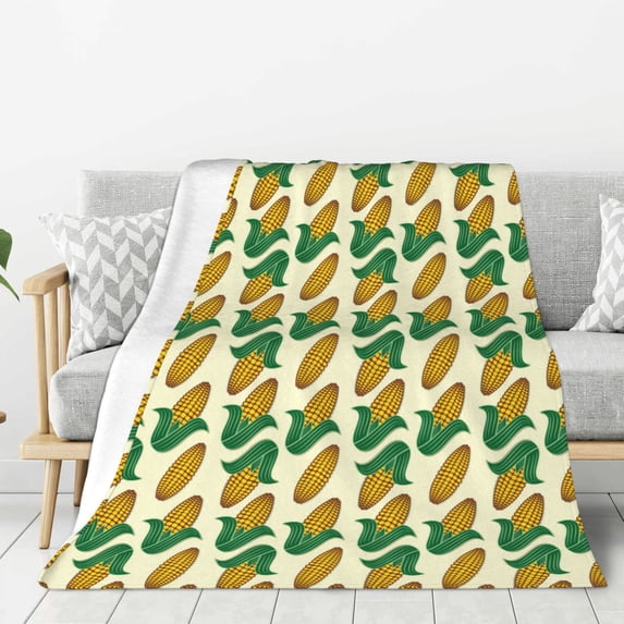 Hirioo Corn for Flannel Blanket, Cozy and Warm Throw for Bed or Couch ,Perfect for All Seasons-80"x60"
