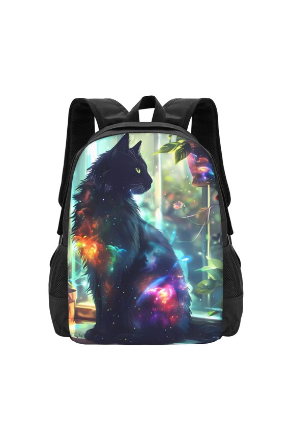 Cosmic Cat In Window for Minimalist Backpack Large Capacity Backpack Travel Backpack For School