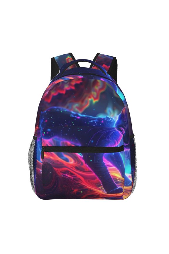 Cosmic Cat Psychedelic Journey Print Laptop Backpack Lightweight Casual Travel Daypack for College Workplace Travel
