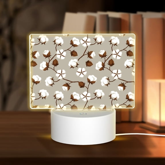 Hirioo Cotton Tree for Rectangular Acrylic with Night Light Best Gifts for Lover Girl Mom, Valentine's Day Anniversary Birthday Wedding Present