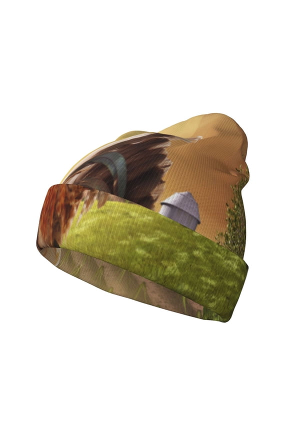 Country Farm Morning Rooster for Men's Knit Cuffed Beanie for Outdoor Activities Unisex