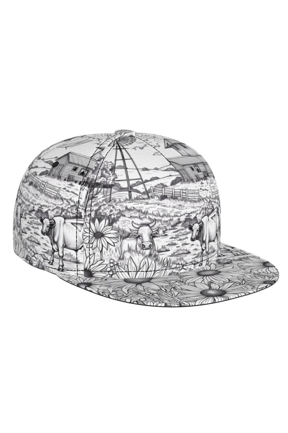 Country Farm Scene for Baseball Cap Men Cap Flat Brim for Men Women Teens Adjustable Baseball Cap