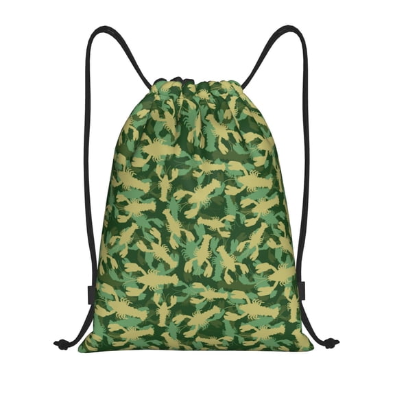 Hirioo Crayfish Army Print Drawstring Backpack Bag Sport Versatile Sports Backpack for Gym, Travel, Swimming, Beach