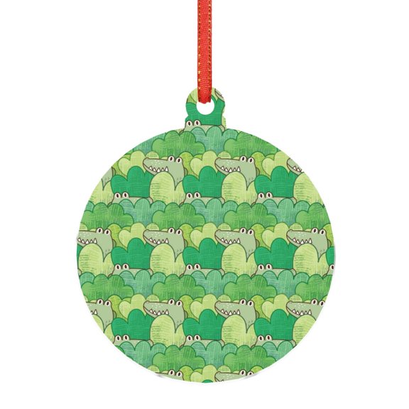 Hirioo Crocodile And Bush for Acrylic Christmas Pendant Hanging Christmas Tree Ornaments, Car, Home, Office Gift Decor-Round Shape
