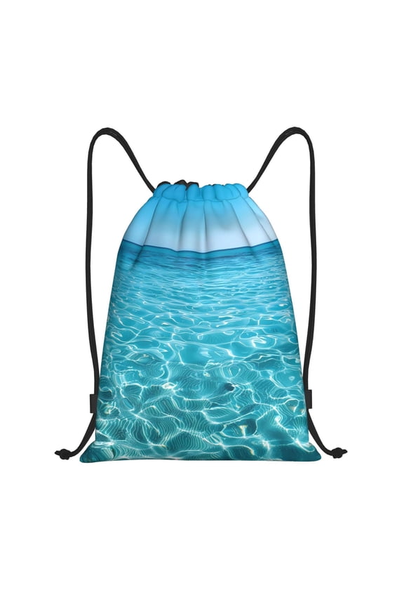 Crystal Clear Ocean Waves Print Drawstring Backpack Bag Sport Versatile Sports Backpack for Gym, Travel, Swimming, Beach