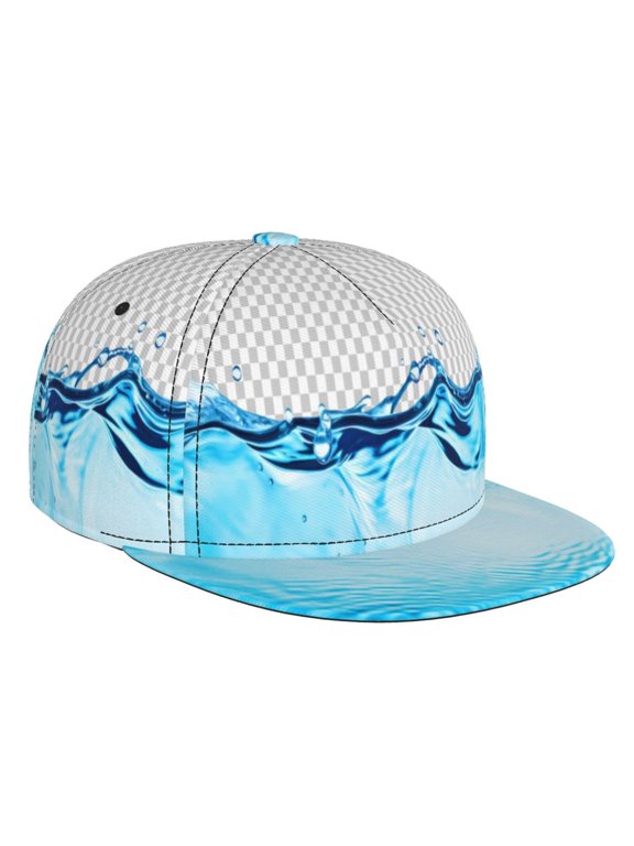Crystal Clear Water Splash for Baseball Cap Men Cap Flat Brim for Men Women Teens Adjustable Baseball Cap