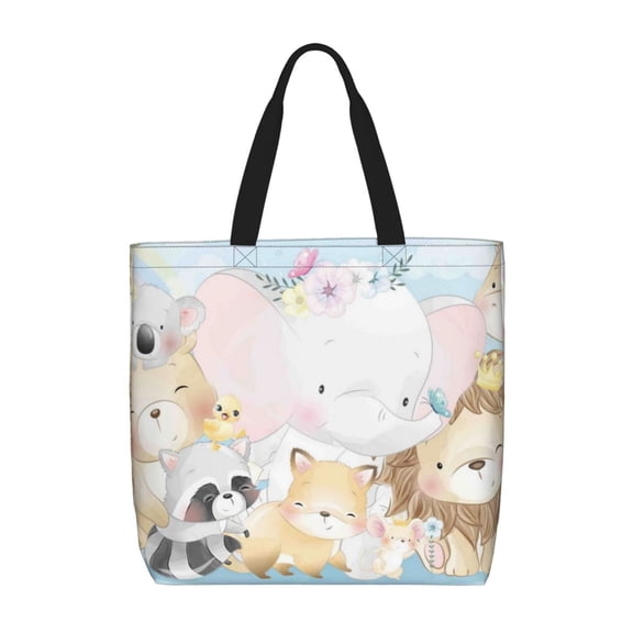 Hirioo Cute Animals for Tote Bag for Women, Quilted Shoulder Bag with Zipper, Large Capacity Handbags for Casual, Travel, Work